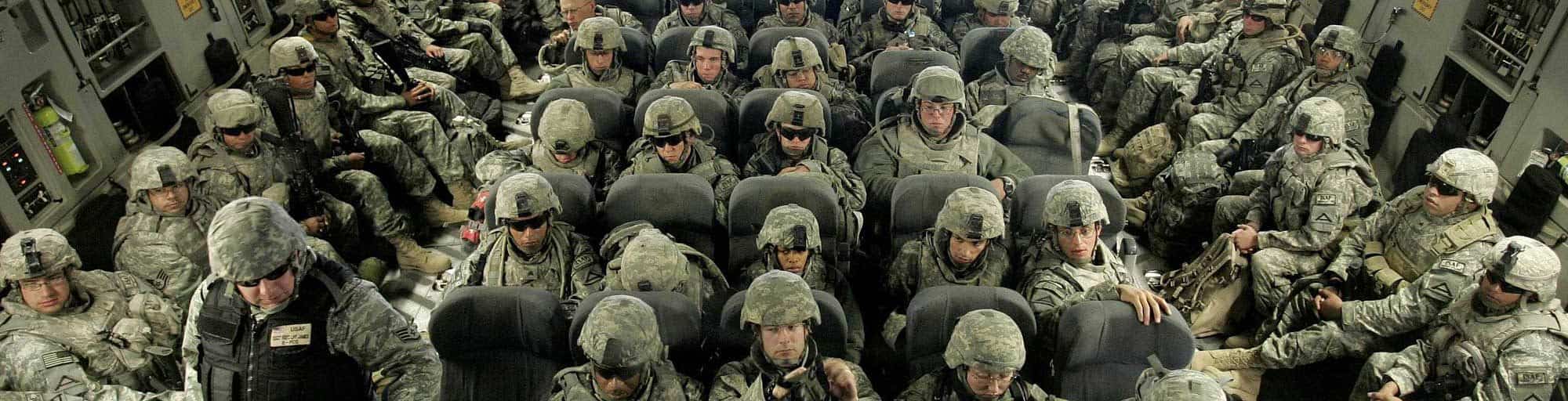 Soldiers in a troop transport